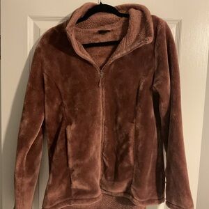 Cozy Brown Fleece Zip-Up Jacket